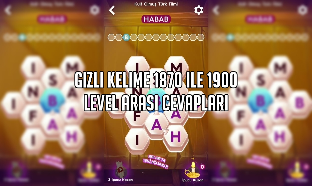 Gizli Kelime 1870 ile 1900 Level Arasi Cevaplari