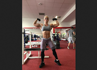 Female bodybuilder with huge biceps