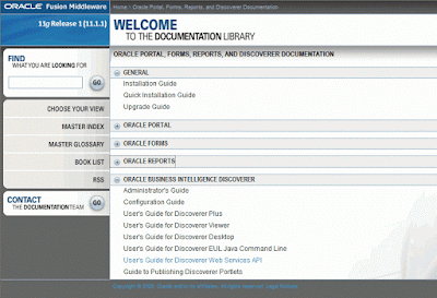 screenshot of Discoverer 11g doc page