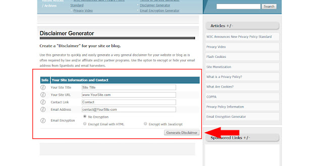 Cara Buat Disclaimer dan Privacy Policy Dengan Mudah