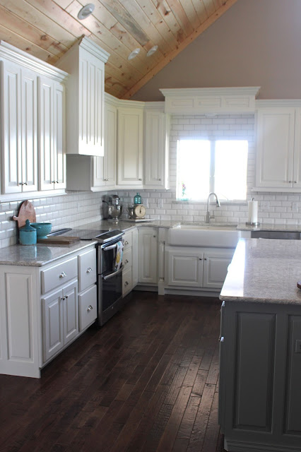 Kithcen remodel with custom cabinets, beveled subway tile and Cambria Berwyn quartz