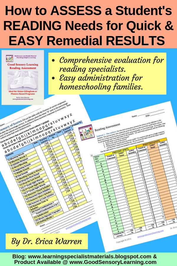  The Good Sensory Learning Reading Assessment