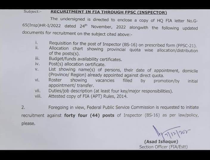 Federal Investigation Agency Jobs 2023 - FIA Jobs 2023 - FPSC Jobs 2023 FIA