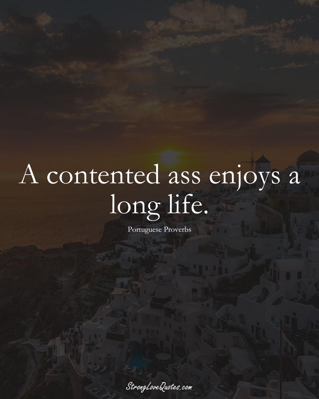A contented ass enjoys a long life. (Portuguese Sayings);  #EuropeanSayings