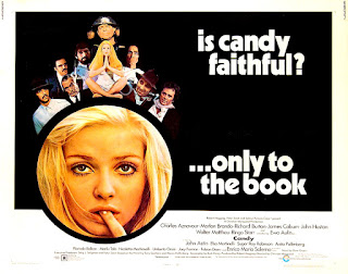 CANDY. Estados Unidos. Cartelera Half Sheet: 71 x 56 cms. CANDY. Candy. 1968. Estados Unidos, Italia, Francia. Dirección: Christian Marquand. Reparto: Ewa Aulin, Charles Aznavour, Marlon Brando, Richard Burton, James Coburn, John Huston, Walter Matthau, Ringo Starr, Elsa Martinelli, Sugar Ray Robinson, Marilú Toló, Anita Pallenberg, Florinda Bolkan, Enrico Maria Salerno, Nicoletta Machiavelli, Christian Marquand, Judith Malina, Julian Beck.