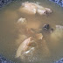 Home-cooked chicken with abalone soup.