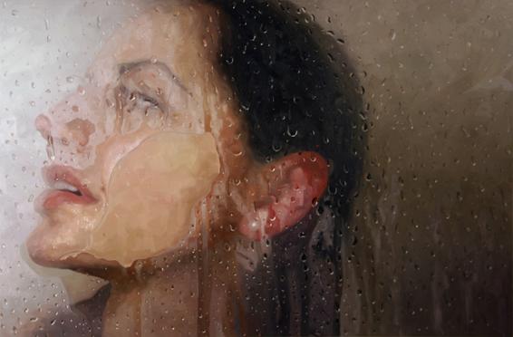 alyssa monks pintura hiper realista pessoas tomando banho