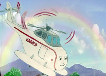 Harold the helicopter is flying to the mountains picture