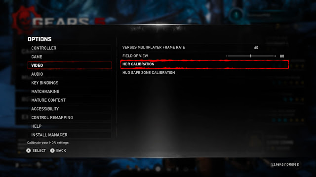 Gears 5 - HDR Calibration Settings