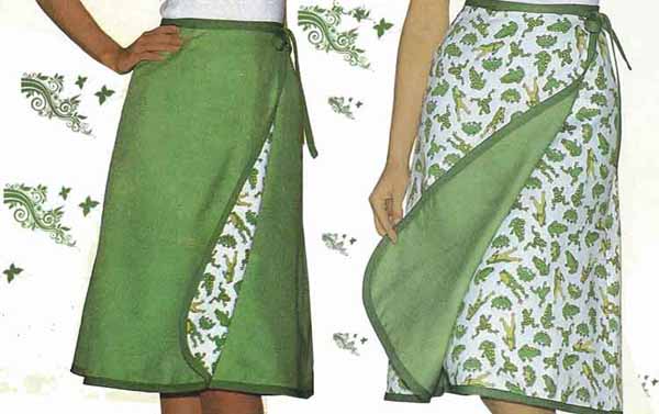 Falda reversible verde y estampado