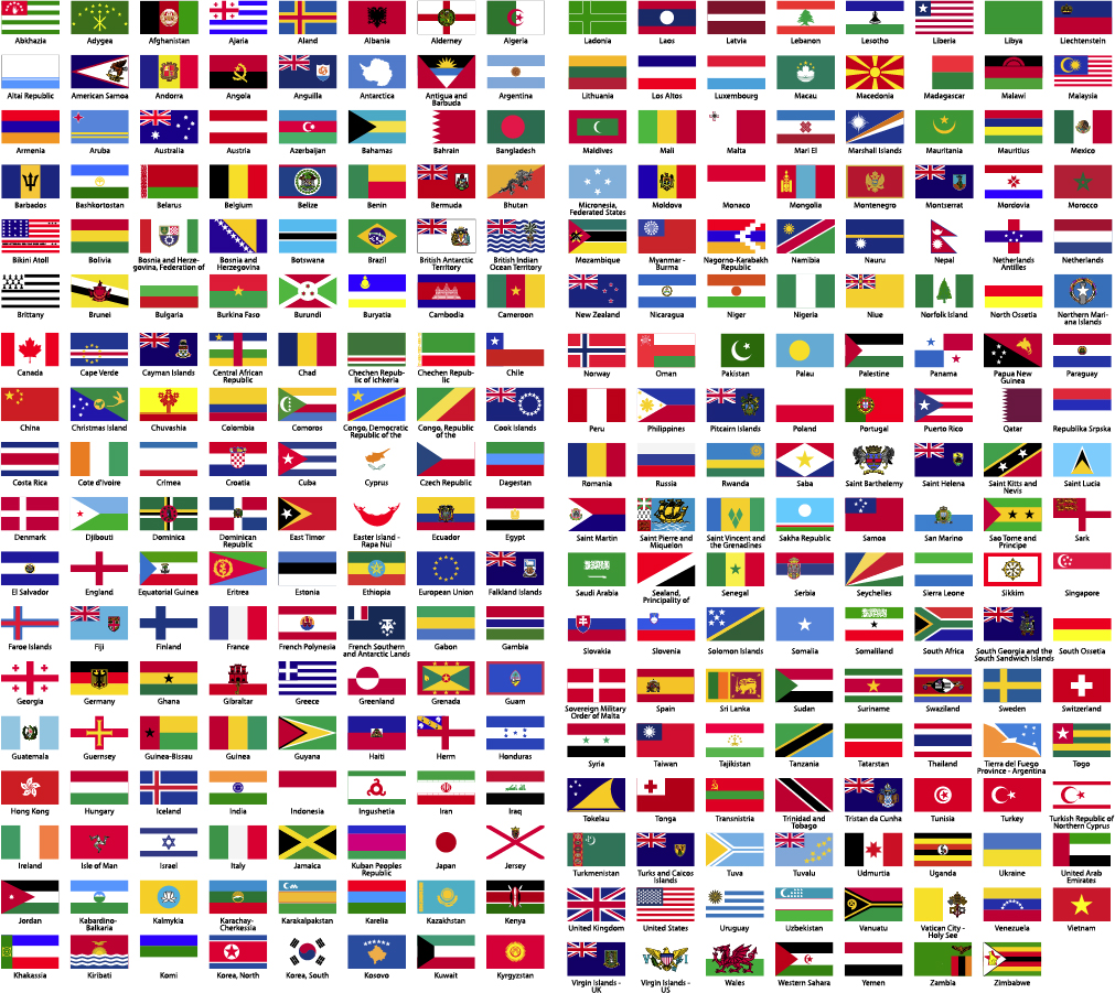 Bezierinfoベジェインフォ 世界中の国旗見本 Flags Of The World Sorted Alphabetically イラスト素材