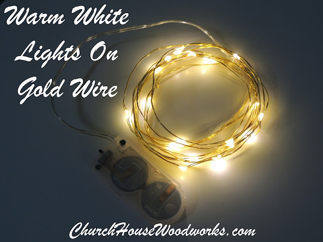 Warm White Lights On Gold Wire LED Battery Operated String Lights