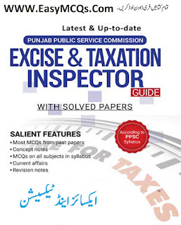 Past Papers of PPSC NTS MCQs Excise and Taxation Guide