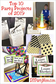 Celebrate at your next party with one of these diy party ideas from DIY Party Mom.  Here are the top 10 party projects of 2019.  Be sure to pin them for your next party project.  #top10 #partydiy #diypartymomblog