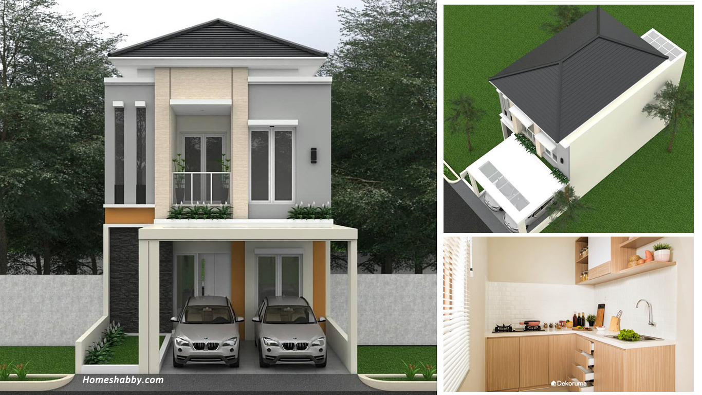 Desain dan Denah  Rumah  Bertingkat  Ukuran 7 x 15 M Lengkap 