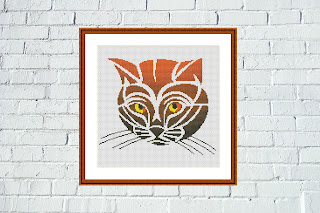 Brown cat animal cross stitch pattern