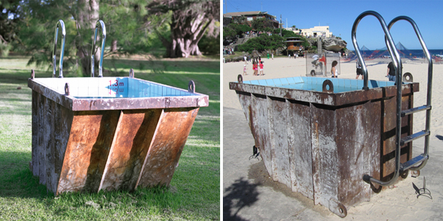 Upcycling: caçamba de entulho vira piscina