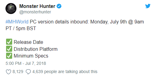 Tanggal Rilis & Spesifikasi Monster Hunter: World PC !