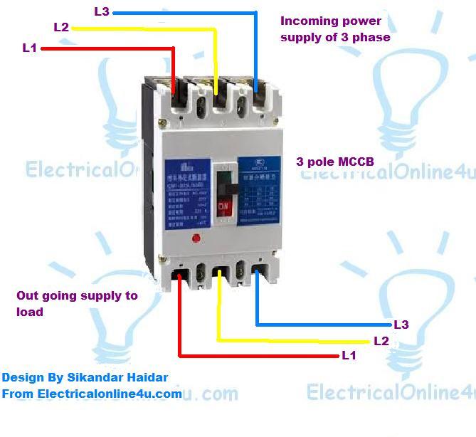 3 pole  4 pole mccb wiring diagrams and installation
