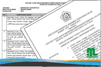 Ujian Akhir Madrasah Berstandar Nasional Kisi-Kisi UAMBN PAI & B. Arab 2017/2018 untuk MTs