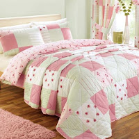 66 x 72-Inch Lined Patchwork Curtain, Pink