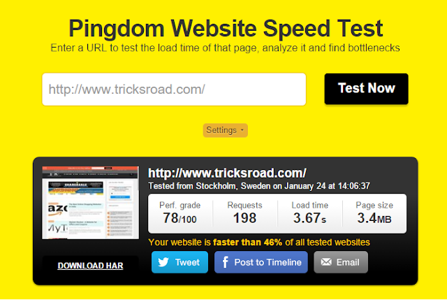 TricksRoad Speed Test