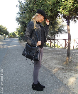 Black Sheer Blouse, Grey Leggings, Black Hat - Lilli Candy and Style Fashion Blog