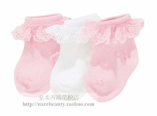  Pink & white lace baby girl socks 3 pair set