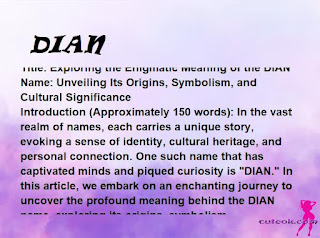 meaning of the name "DIAN"