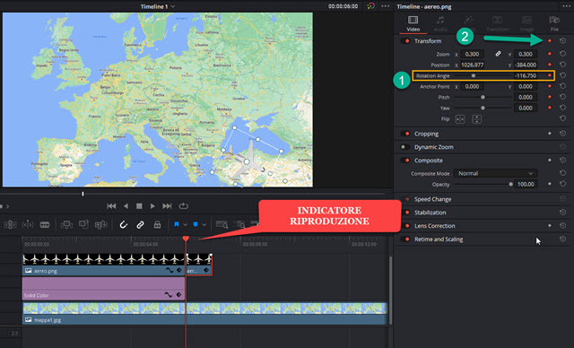 fotogrammi chiave a inizio clip