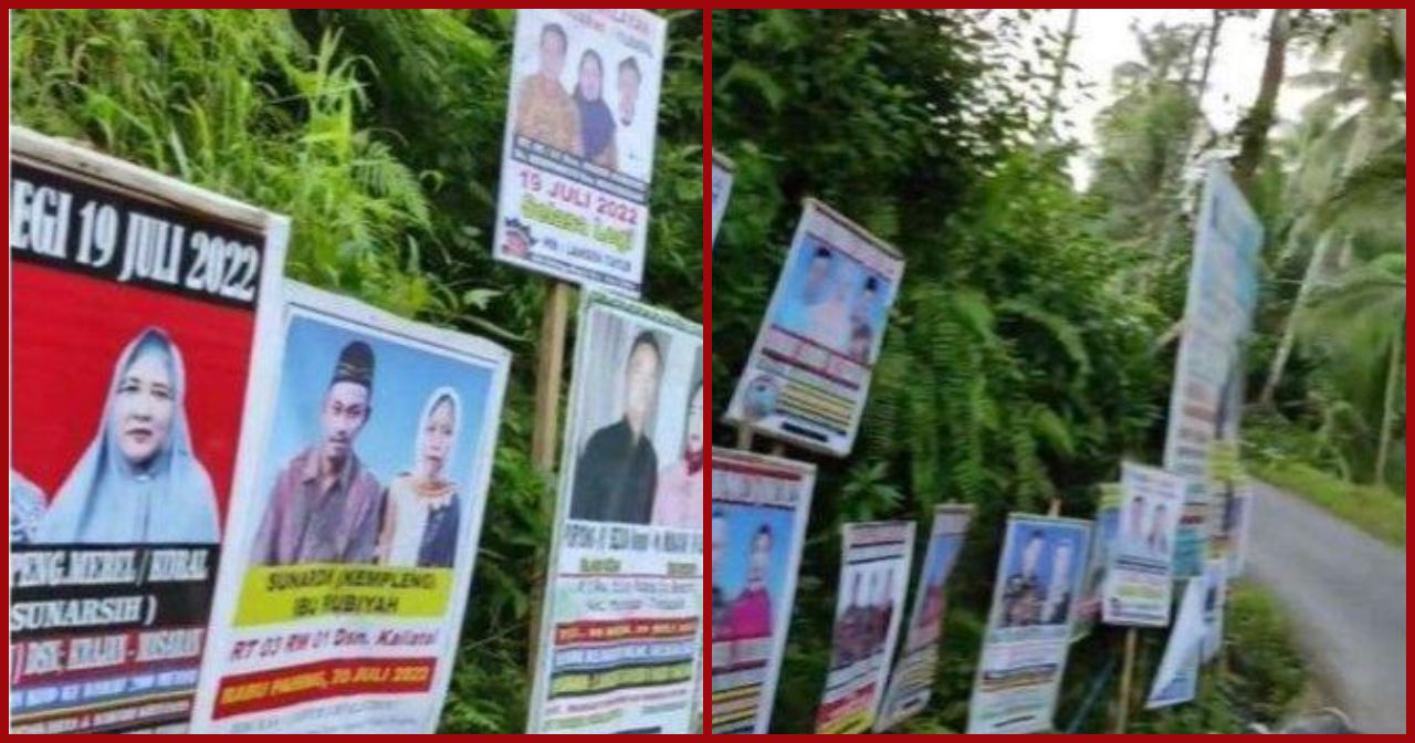 VIRAL Banner Foto Pasutri Terpampang di Pinggir Jalan, Mirip Banner Caleg, Ternyata Undangan Hajatan