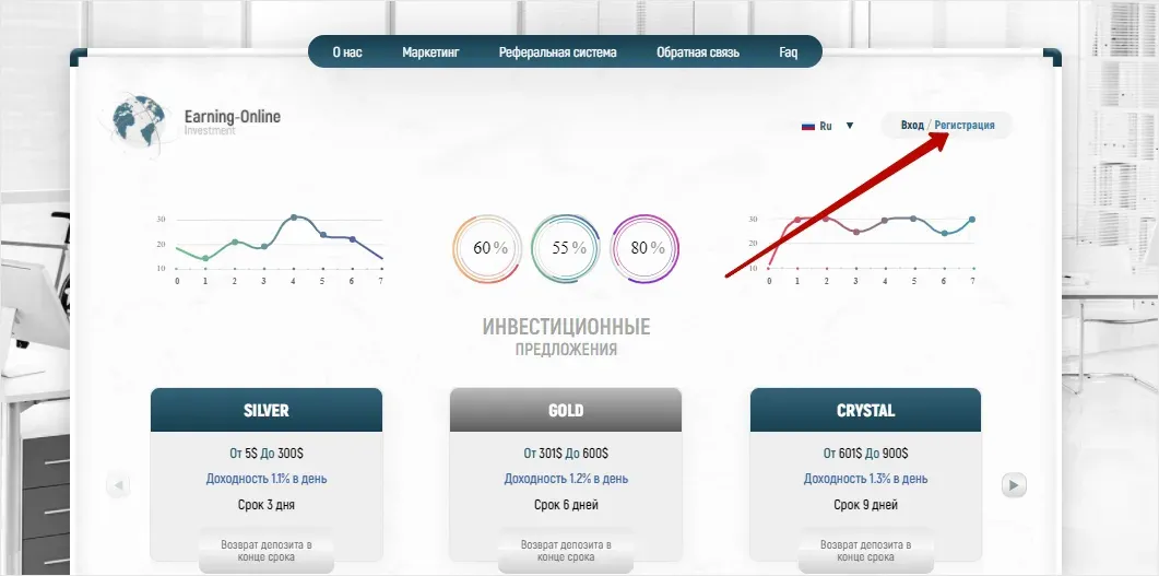 Регистрация в Earnings