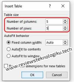 pembuatan tabel otomatis di word laptop