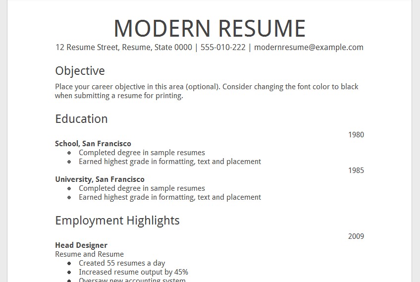 Template GOOGLE Docs â€“ Modern Resume