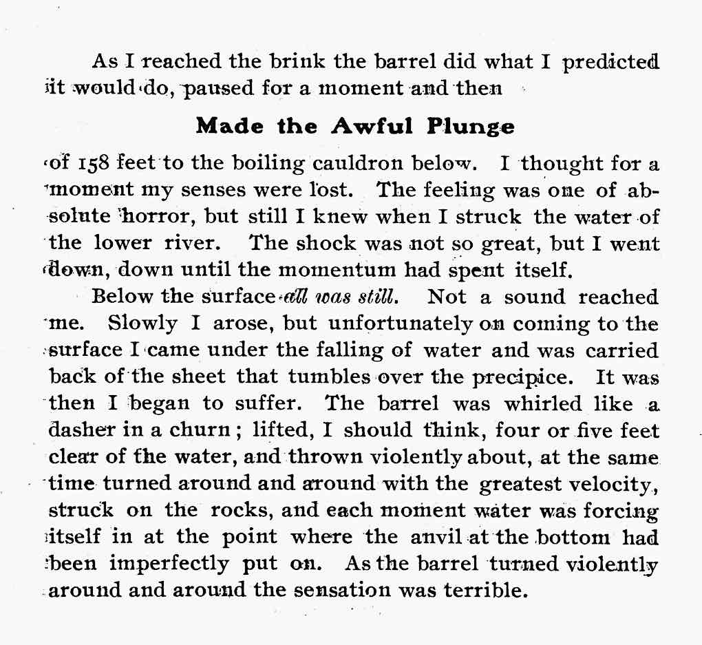 the 1901 Niagara Falls daredevil barrel plunge