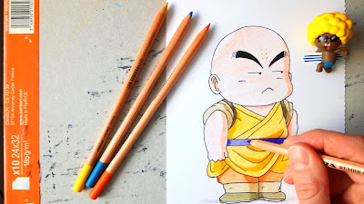 Speed drawing of young Krillin - Dragon Ball