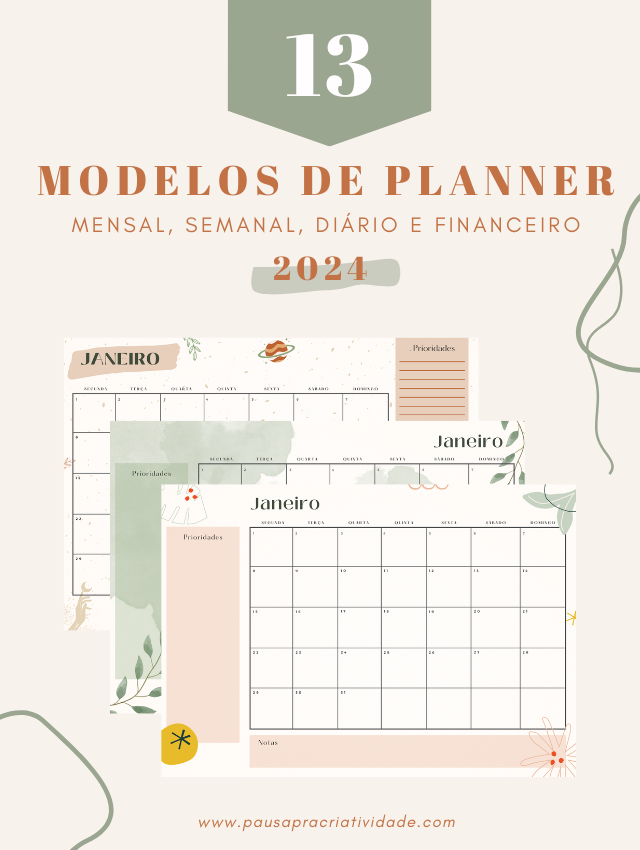 13 modelos planner para baixar grátis em 2024