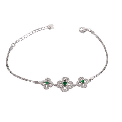 CZ Green Stone Flower Bracelet