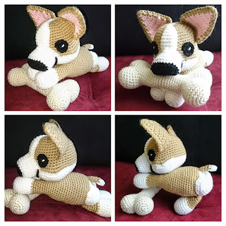 Crochet amiguru puppy corgi bone
