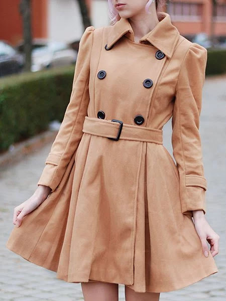 Fit and Flare Peacoat - Khaki