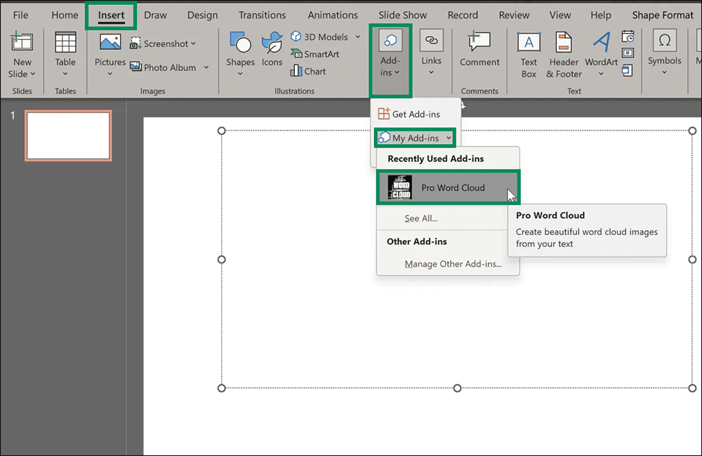 12-PowerPoint-Insert-Add-ins-My-Add-ins-Pro-Word-Cloud