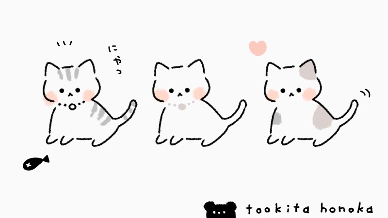 猫 ショートヘア の簡単かわいいイラスト 絵の描き方 にゃんこ 動物 ゆるい 手書き ボールペン 手帳用 遠北ほのかのイラストサイト