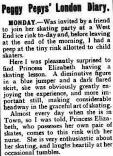 Newspaper clippings about Queen Elizabeth II's ice skating lessons in her youth