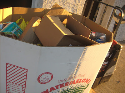 box of donated food. CFBNJ turkey drive Dunellen, NJ