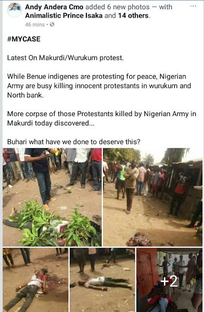 Photos: Soldiers allegedly shoot dead some residents protesting against Fulani herdsmen killings in Benue State  