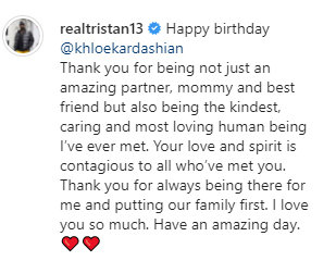 tristan thompson wishes khloe kardashian birthday amid split