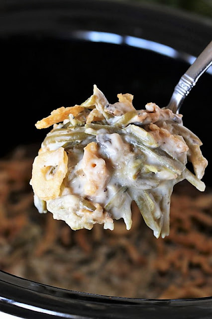 Serving Spoon of Crock Pot Green Bean Casserole Image