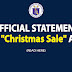 OFFICIAL STATEMENT On the "Christmas Sale" Activity