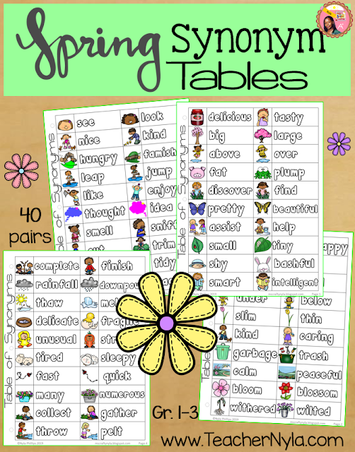 Nyla S Crafty Teaching Spring Synonym Printables