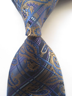 Classic Paisley Blue Brown Purple JACQUARD WOVEN 100%Silk Men's Tie Necktie